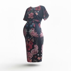 ASOS Floral Navy Maternity Sheath Dress - Size  4 / Small